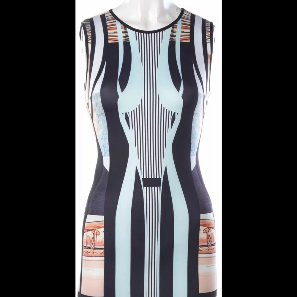 CLOVER CANYON Black Sheath Neoprene Dress Medium